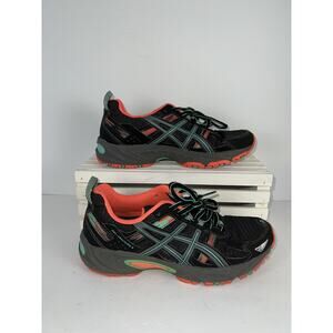 Asics Shoes Womens Size 7 Black Coral Teal Gel-Venture 5 Trail Running T5N8N